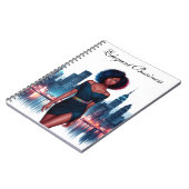 Carnet Fille Africaine stylisée Afro cheveux affaires (Côté gauche)