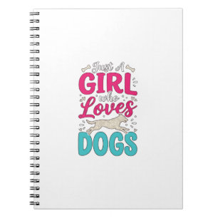 Carnet Fille aime les chiens Gravure vintage typographie