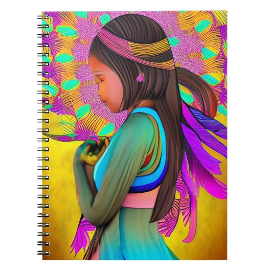 Carnet Fille amérindienne peu AI Art (Devant)