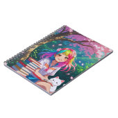 Carnet Fille Anime Kawaii avec un Chaton (Côté gauche)