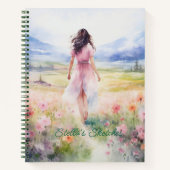 Carnet Fille aquarelle dans le pré (Devant)