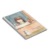 Carnet Fille Aquarelle mignonne avec chat Oiseau Personna (Côté Droit)