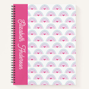 Carnet Fille arc-en-ciel bohème rose coupé