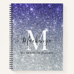 Carnet Fille Argent Violet Ombre Parties scintillant Nom