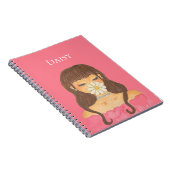 Carnet Fille aux marguerites robe rose (Côté Droit)