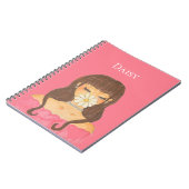 Carnet Fille aux marguerites robe rose (Côté gauche)