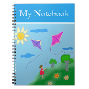 Carnet Fille avec cerfs-volants Fleurs Dessin Soleil