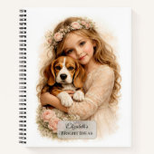 Carnet Fille avec chiot beagle (Devant)