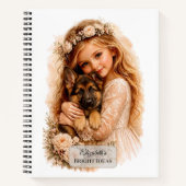 Carnet Fille avec chiot berger allemand (Devant)