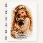 Carnet Fille avec chiot Bouledogue Français (Devant)