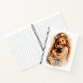 Carnet Fille avec chiot Bouledogue Français (Intérieur)