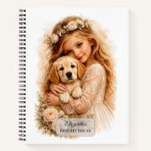 Carnet Fille avec chiot Golden Retriever (Devant)