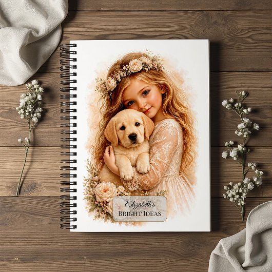 Carnet Fille avec chiot Labrador
