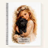 Carnet Fille avec chiot Labrador noir (Devant)