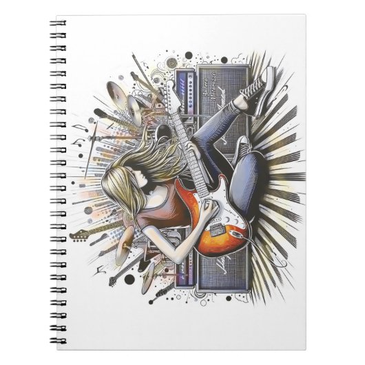 Carnet Fille avec des vibes musicales (Devant)