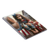 Carnet Fille Avec Drapeau Américain Et Kitten (Côté Droit)