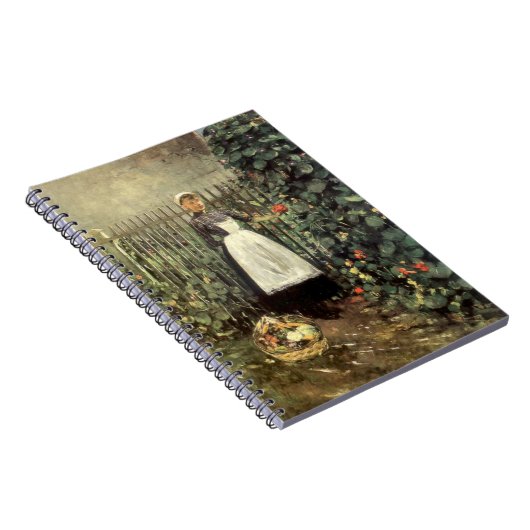 Carnet Fille avec un panier de légumes dans un jardin (Côté Droit)