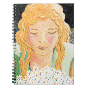 Carnet fille avec un tas de marguerites