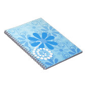 Carnet Fille Bleu Floral Fleurs Rétro (Côté Droit)