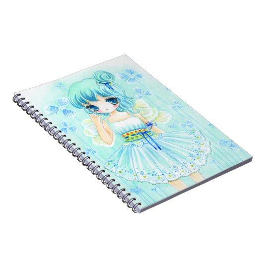 Carnet Fille bleue mignonne de fée d'anime (Côté Droit)