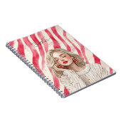Carnet Fille Blonde Rayures Rouges Bonbon (Côté Droit)