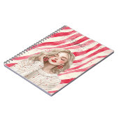Carnet Fille Blonde Rayures Rouges Bonbon (Côté gauche)