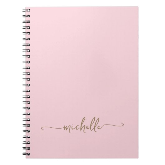 Carnet Fille Blush Pink Monogramme Nom Signature Script (Devant)