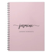 Carnet Fille Blush rose moderne Script Monogramme Nom Not (Devant)