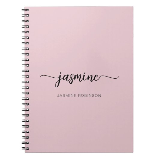 Carnet Fille Blush rose moderne Script Monogramme Nom Not (Devant)