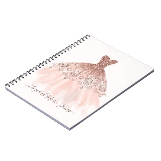 Carnet Fille Blush Rose Or Sparkle Script (Côté gauche)