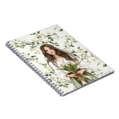 Carnet Fille Cheveux Marrons Fleurs Blanches Tulipes (Côté Droit)