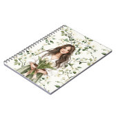 Carnet Fille Cheveux Marrons Fleurs Blanches Tulipes (Côté gauche)
