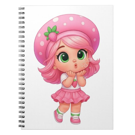 Carnet Fille Chibi Mignonne aux Fraises (Devant)