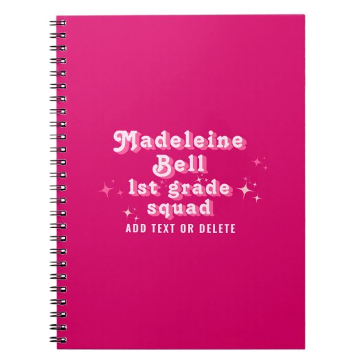 Carnet Fille Classe Rose Nom de l'enseignant Équipe Équip (Devant)