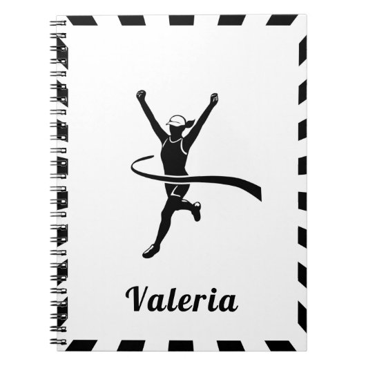 Carnet Fille courant sur piste de marathon de cross-count (Devant)