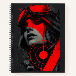 Carnet Fille Cyborg Dystopique aux Yeux Rouges Cible