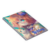 Carnet Fille d'anime belle personnalisée avec un chaton m (Côté Droit)