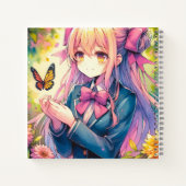 Carnet Fille d'anime tenant un papillon (Dos)
