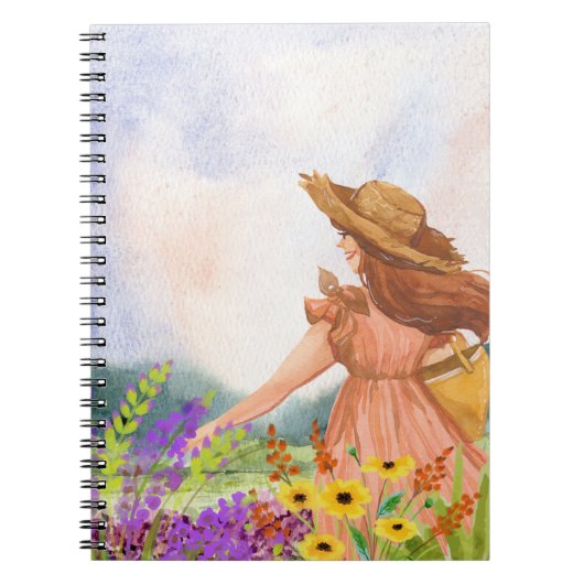 Carnet Fille dans un camp de fleurs (Devant)