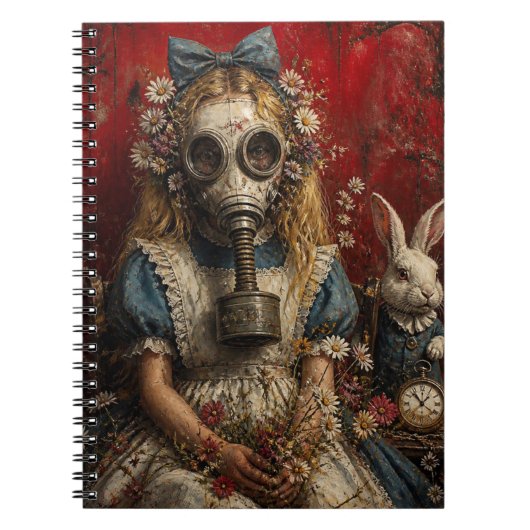 Carnet Fille dans un masque à gaz avec lapin blanc (Devant)