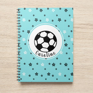Carnet Fille de football cool rose et noir personnalisé s