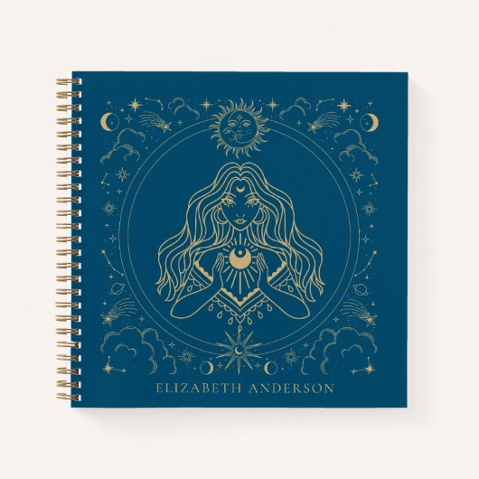 Carnet Fille d'or céleste et mystique (Devant)