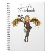 Carnet Fille Dragon Steampunk aux Cheveux Roux (Devant)