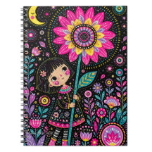 Fille du jardin nocturne fantaisiste - Art folklor