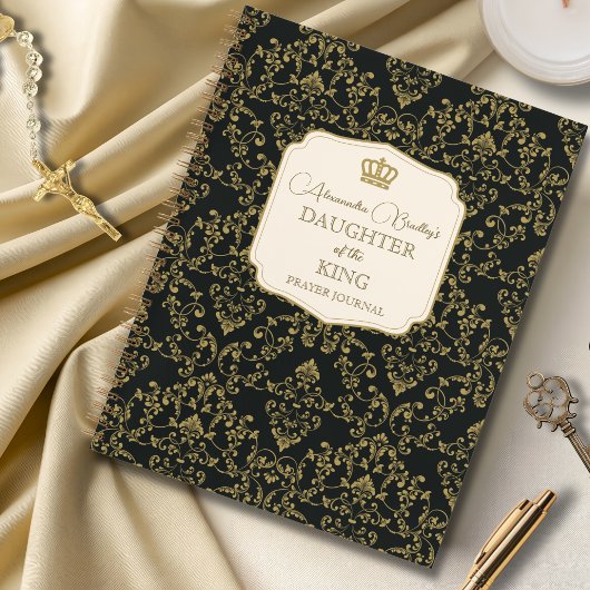 Carnet Fille du Roi Damassé Or Noir