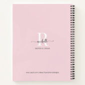Carnet Fille Élégant Blush Pink Chic Script Monogramme No (Dos)