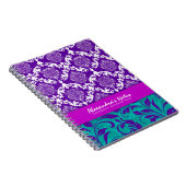 Carnet Fille Élégante Purple & Greene Floral Damask (Côté Droit)