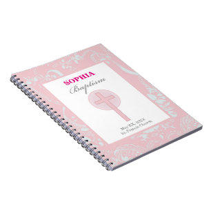 Carnet Fille en dentelle rose Baptême