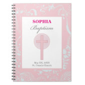 Carnet Fille en dentelle rose Baptême (Devant)