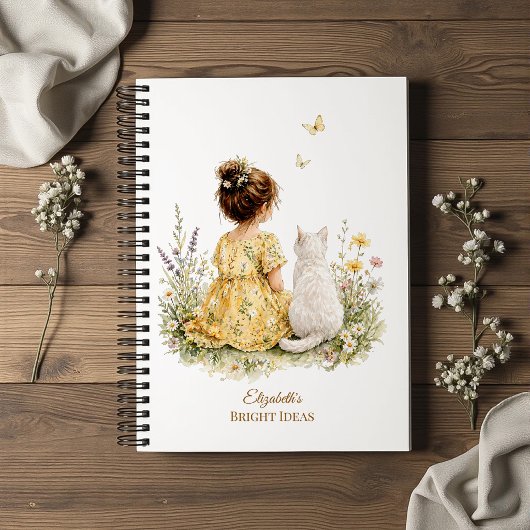 Carnet Fille et chat blanc